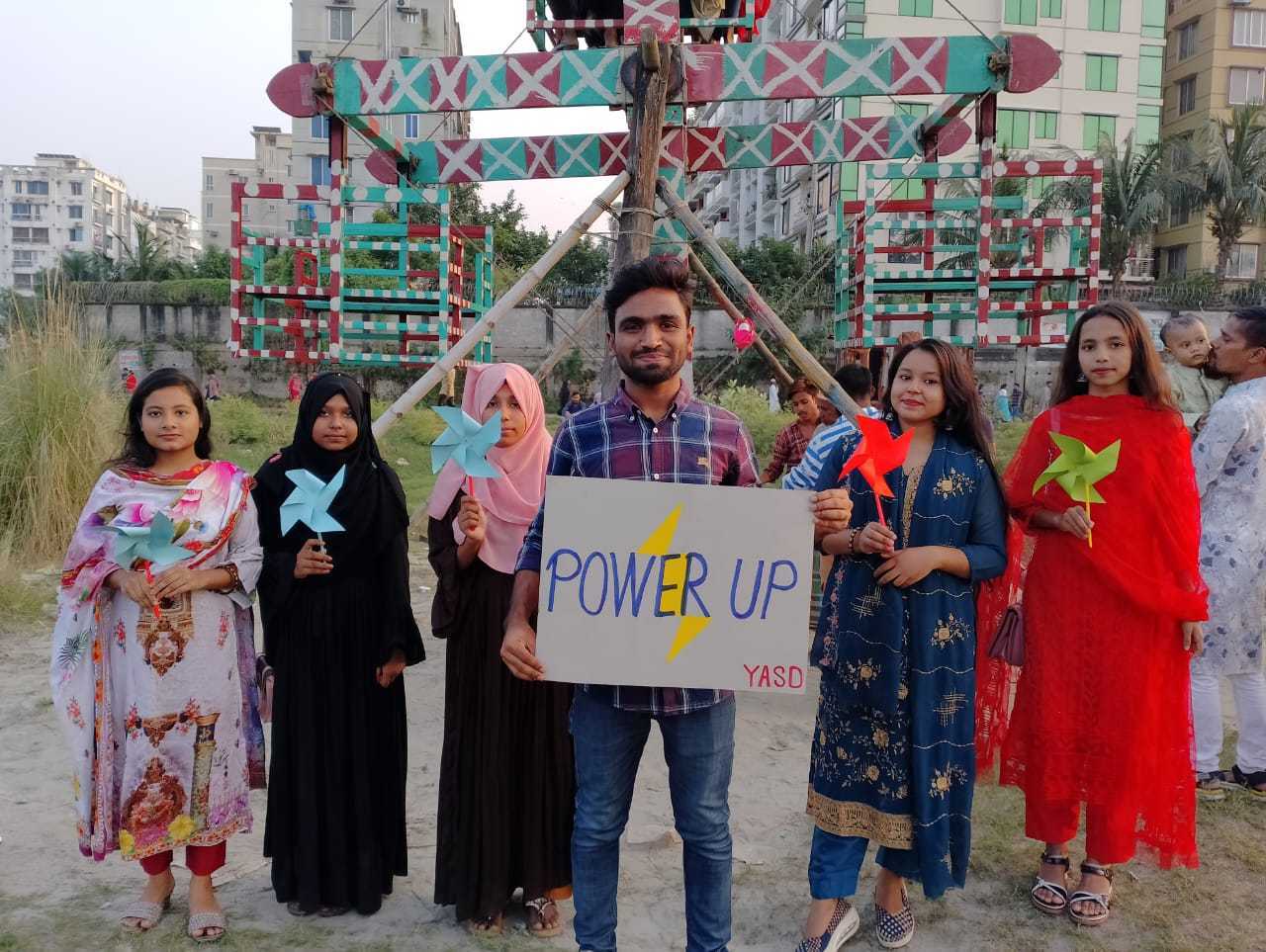 Dhaka, Bangladesh, October 30: in the lead up to Power Up, the youth organization YASD got together to promote our calls for climate solutions